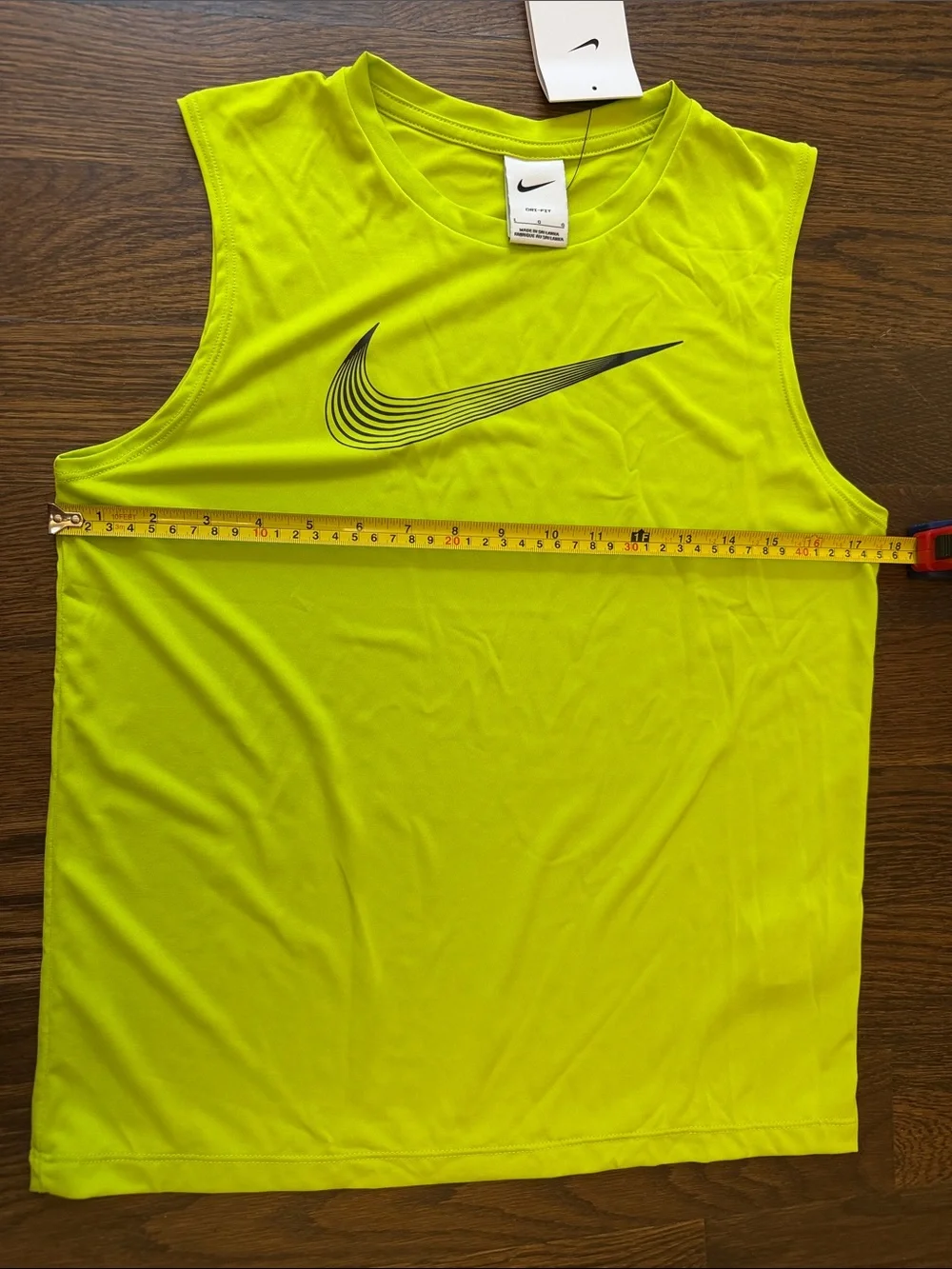 NEW Nike Dri-Fit Sleeveless Tee in Neon Yellow with Black Swoosh